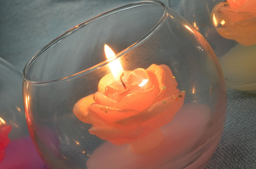 Set met 3 Prachtige bloemen figuurkaarsen in glas