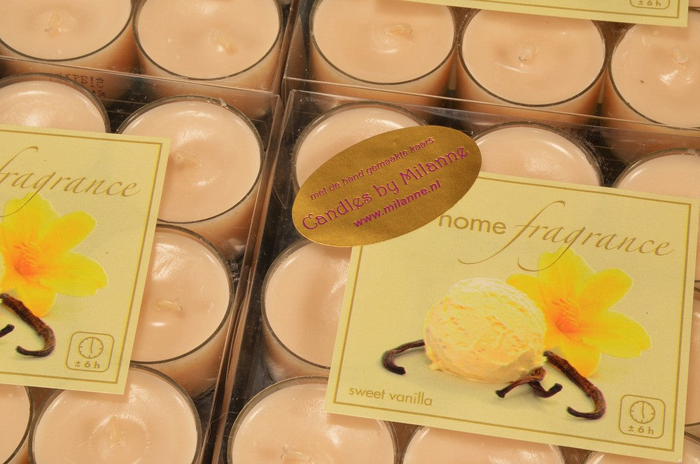 36 stuks SWEET VANILLA theelichten geurkaarsjes 4x2,5 cm