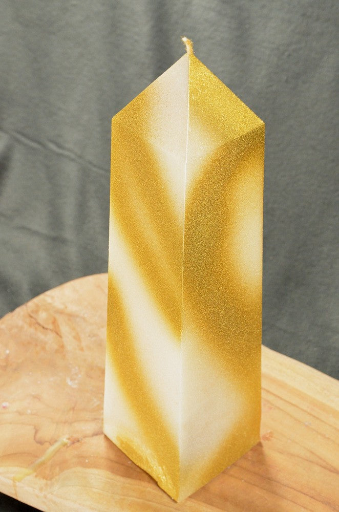 XXL Obelisk kaars, 34 cm in GOUD / WIT H: 34 cm