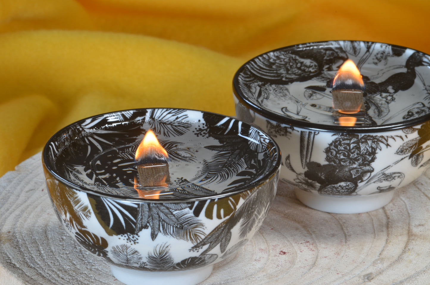 Set van 2 stuks "JUNGLE" Pentekening gelkaarsen met houten pit -Gemaakt door Candles by Milanne - BEKIJK VIDEO