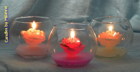 Set met 3 Prachtige bloemen figuurkaarsen in glas