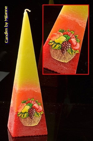 Citrus Fruit kaars, Piramide, 33 cm - geurkaars ruikt naar citrusvruchten
