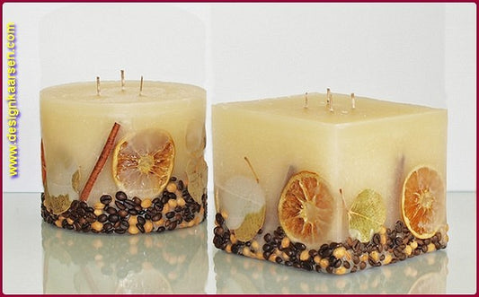 Fruit Kaars Rond LIME, 3 PITTEN  Ø15 cm, H:12 cm