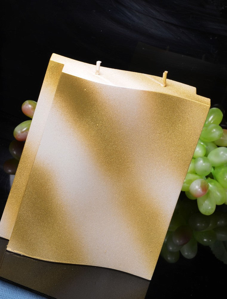Adamo Kaars, 2 pitten, Perl Mat Wit en GOUD Metallic H:17 cm