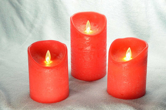 Vlamloze ledkaars uit echte wax ROOD, hoogte: 10 cm
