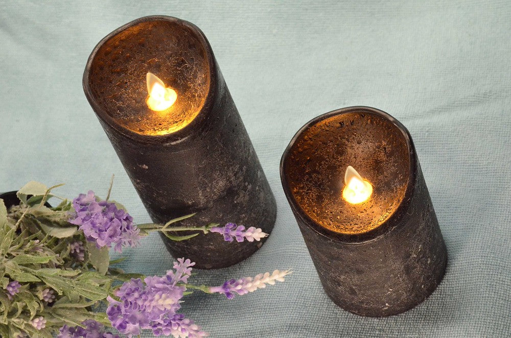 Vlamloze ledkaars uit echte wax ZWART, hoogte: 10 cm