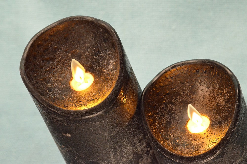 Vlamloze ledkaars uit echte wax ZWART, hoogte: 10 cm