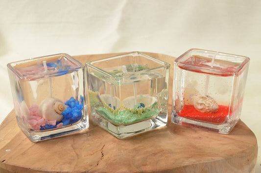 Set van 3 GELKAARSEN in Zee thema H: 6 cm