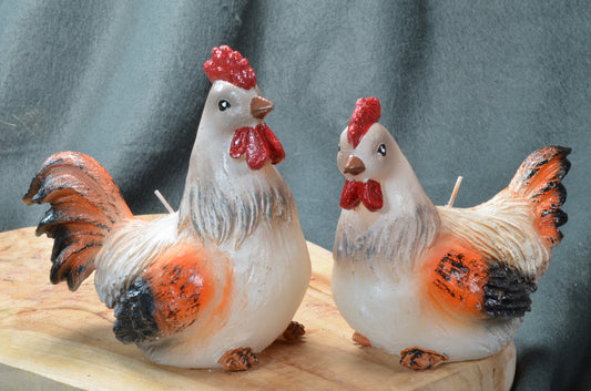 Kip en Haan kaars (set van 2 kaarsen) Leuk voor Pasen !