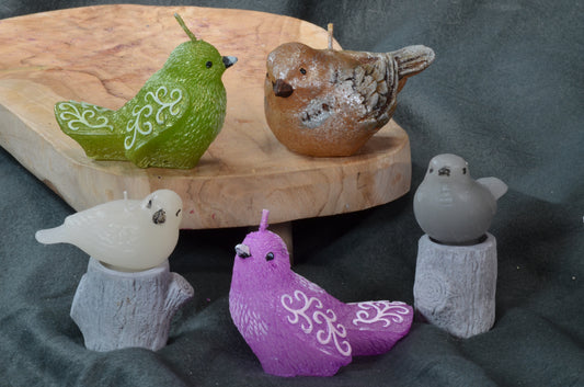 Set van 5 stuks Vogeltjes Kaarsen