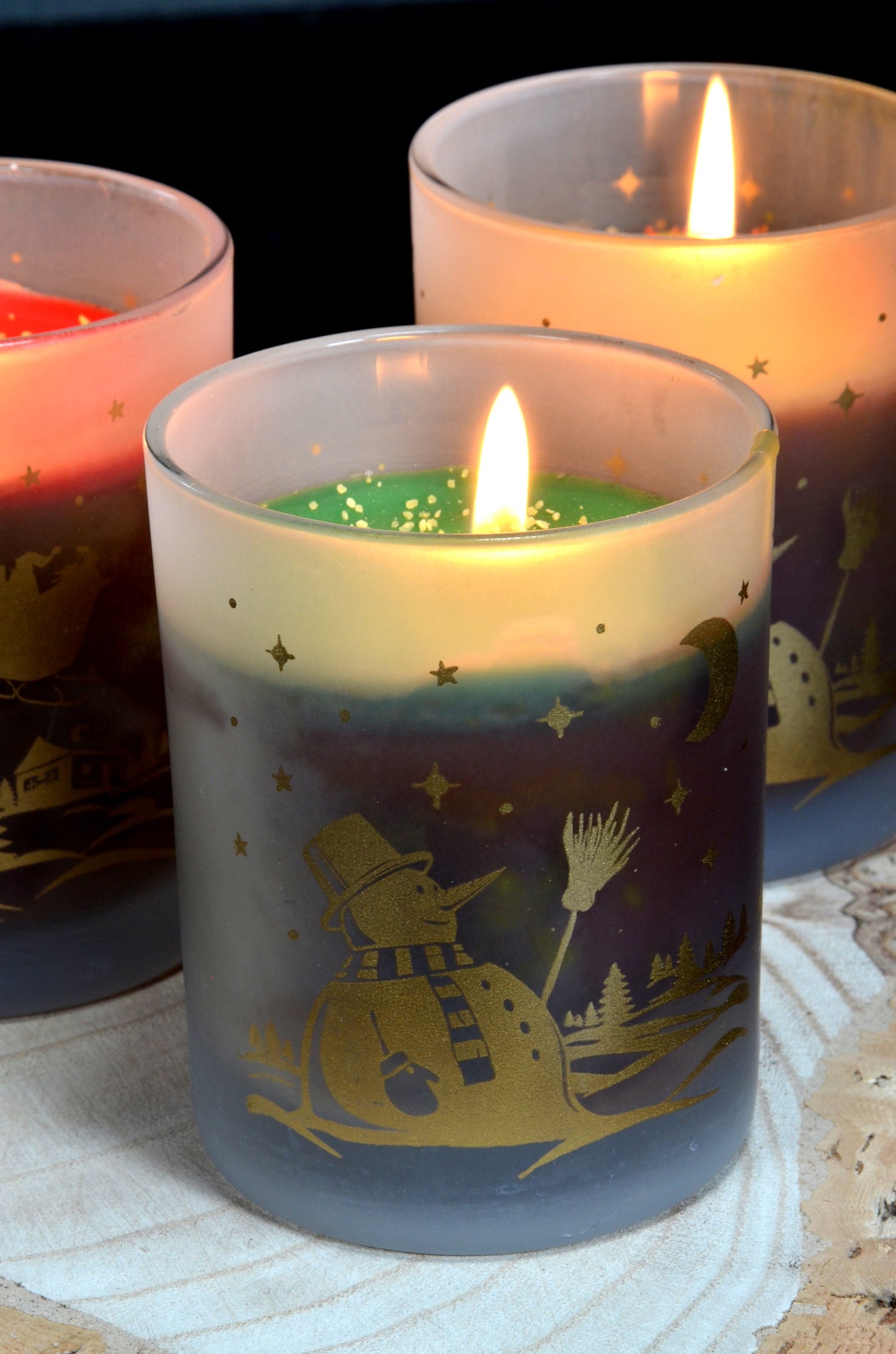 Winterkaarsen in glas, 4 stuks - Kerst