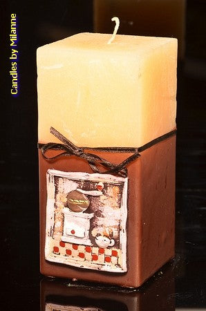 Koffiemolen, Kaars Vierkant, 7,5x7,5 cm H: 15 cm